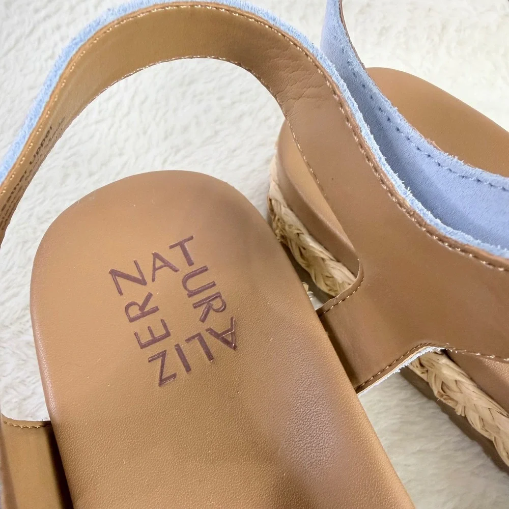 Naturalizer Neila Sandal Womens 11M Blue Leather Braided Espadrille Platform